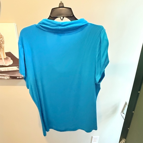 Cable & Gauge Blue Short Sleeve Cowl Neck Top Size XL - Picture 8 of 9